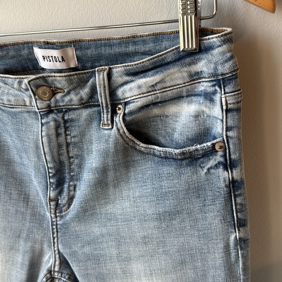 Pistola Light Wash High Rise Straight Ankle Raw Hem Jeans - Picture 4 of 10